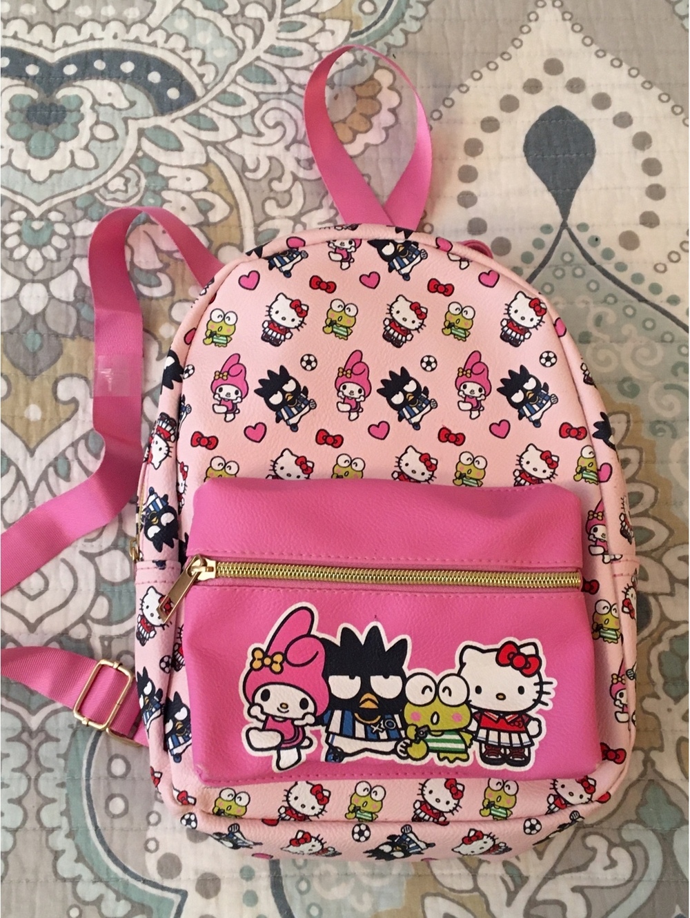 Sanrio Hello Kitty and Friends Pink Mini Backpack with Front Zipper Pocket